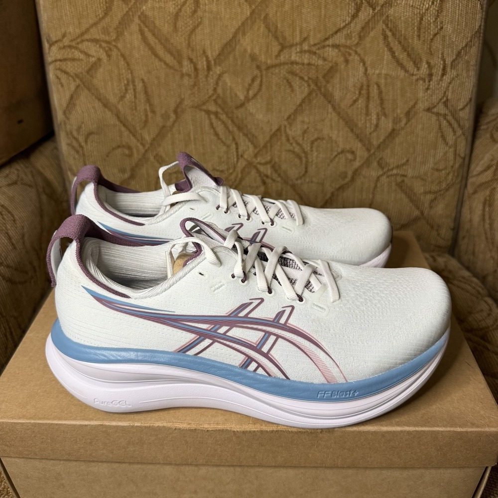 Asics Gel Nimbus 28 Womens Size 9.5 Wide White Blue Athletic Running Shoes - Picture 4 of 8